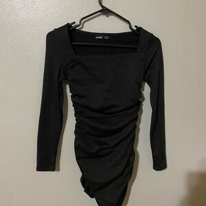 SHEIN Black Ruched Bodycon Dress